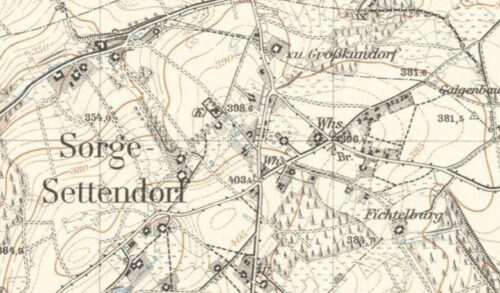 Landkartenausschnitt von Sorge-Settendorf von 1908