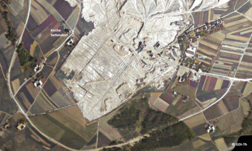 Coloriertes Luftbild von Sorge-Settendorf vom 07.06.1953